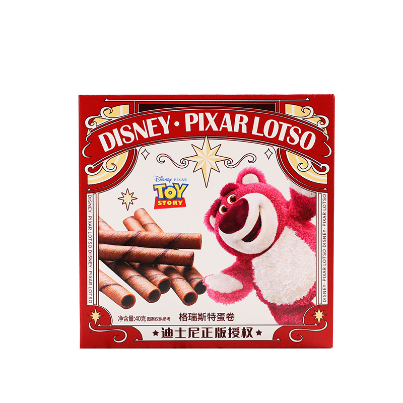 genuine goods Disney Strawberry Powder Bear Cappuccino Egg Roll Biscuits Casual Crispy Snack Wedding Engagement