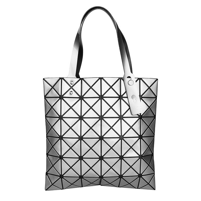 Fashion Tote Bag Women's Classic Six-Plaid Shoulder Bag Women's Bag Office worker Geometric Rhombic Laser Bright Folding Handbag