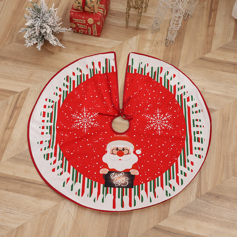 Christmas printed tree skirt cross-border new cartoon round elk Christmas tree decoration base ornaments crafts wholesale