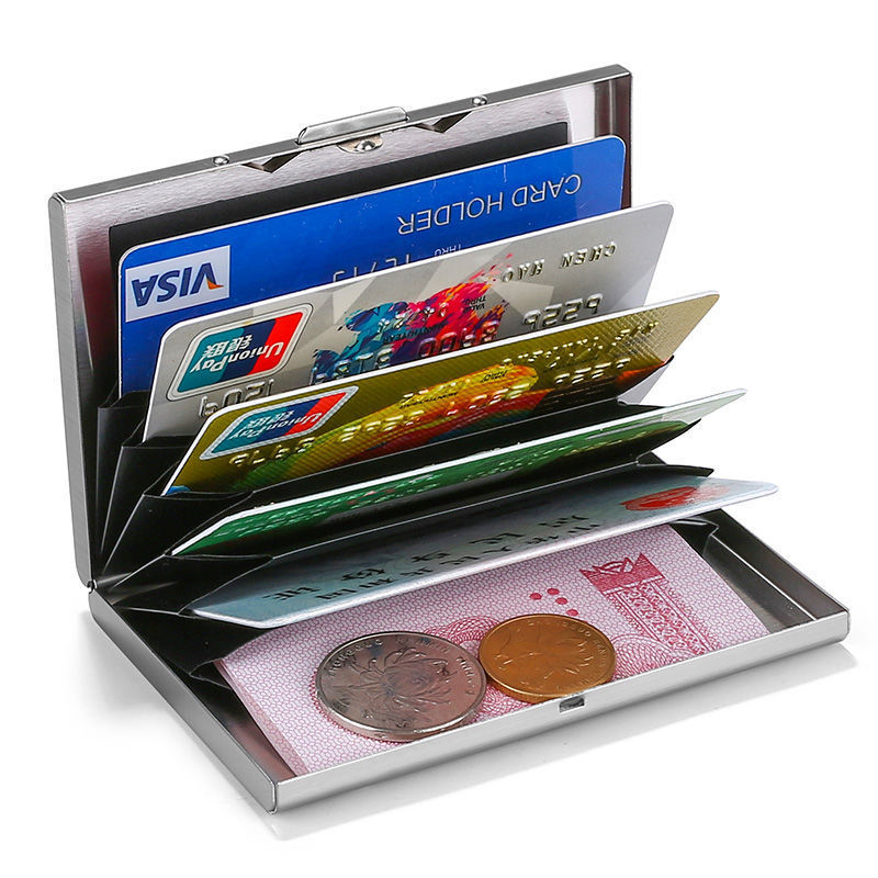 Anti-theft Brush Metal Card Bag Men's Stainless Steel Card Bag Women's Anti-degaussing Compact Card Case Card Cover for Driver's License