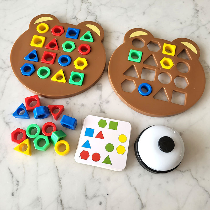 Children's Early Education Puzzle Bear Geometric Matching Montessori Education Building Blocks Parent-Child Interactive Battle Feelings Board Game