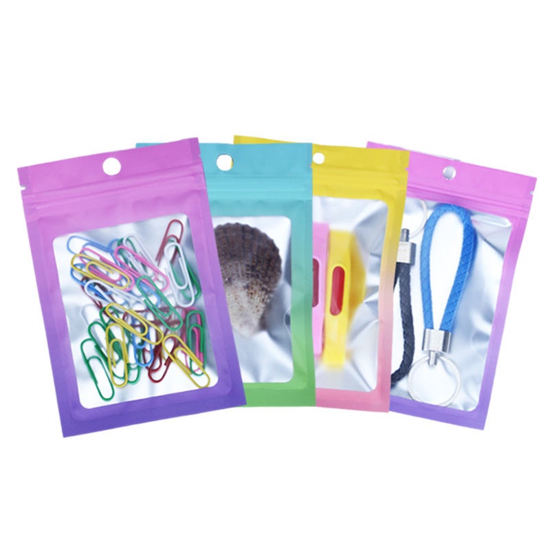 Color gradient dumb aluminum window bone bag jewelry gift self-sealing bag mobile phone case digital electronic products packaging bag