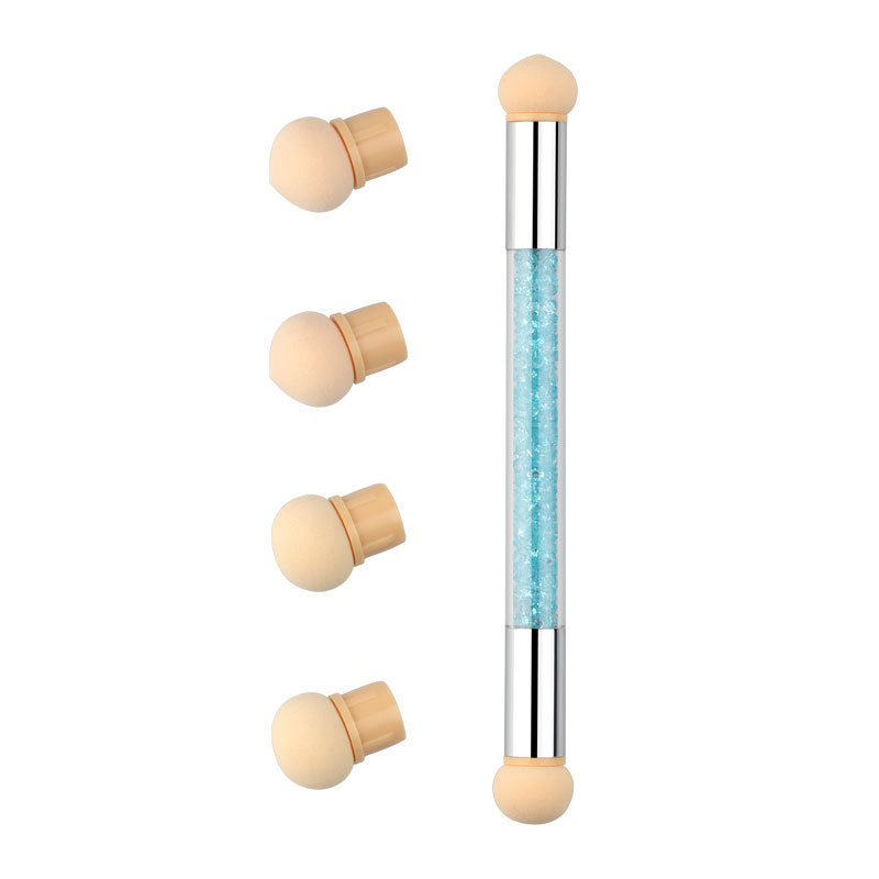 Cross-border supply sponge Halo pen double-headed pen with 4 replacement head double-headed nail brush nail pen set