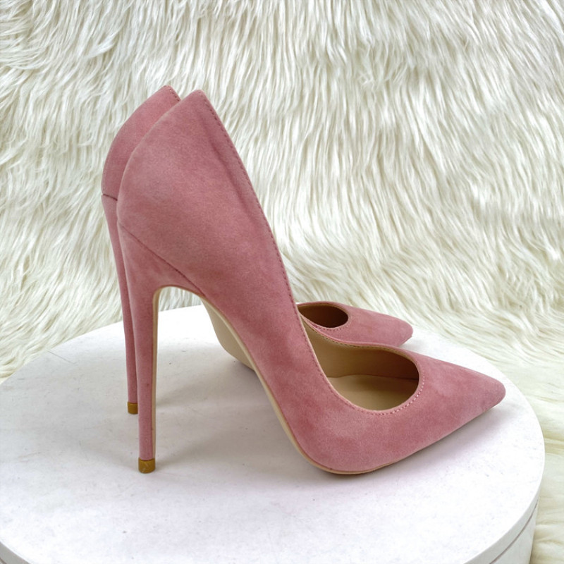 Cross-border foreign trade wholesale gray suede high heels 2022 Autumn New thin heel pointed shallow mouth professional women's shoes