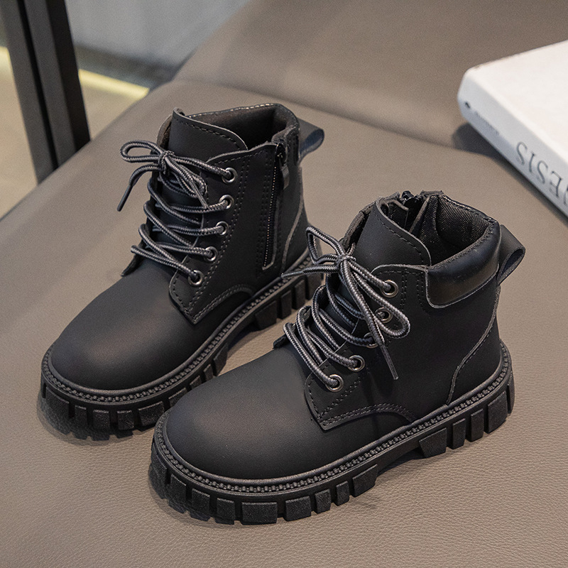 Children's Martin boots British style autumn and winter new men's and women's leather boots workwear style medium and big children's single boots fashion wholesale