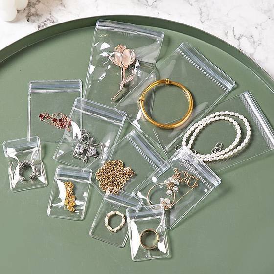 Transparent Thickened PVC Self-sealing Bag for Jewelry Storage Bag Jewelry Bracelet Necklace Sealed Bag