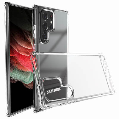 For Samsung S24Ultra phone case Galaxy S23 transparent four-corner airbag 22 soft anti-fall TPU PC