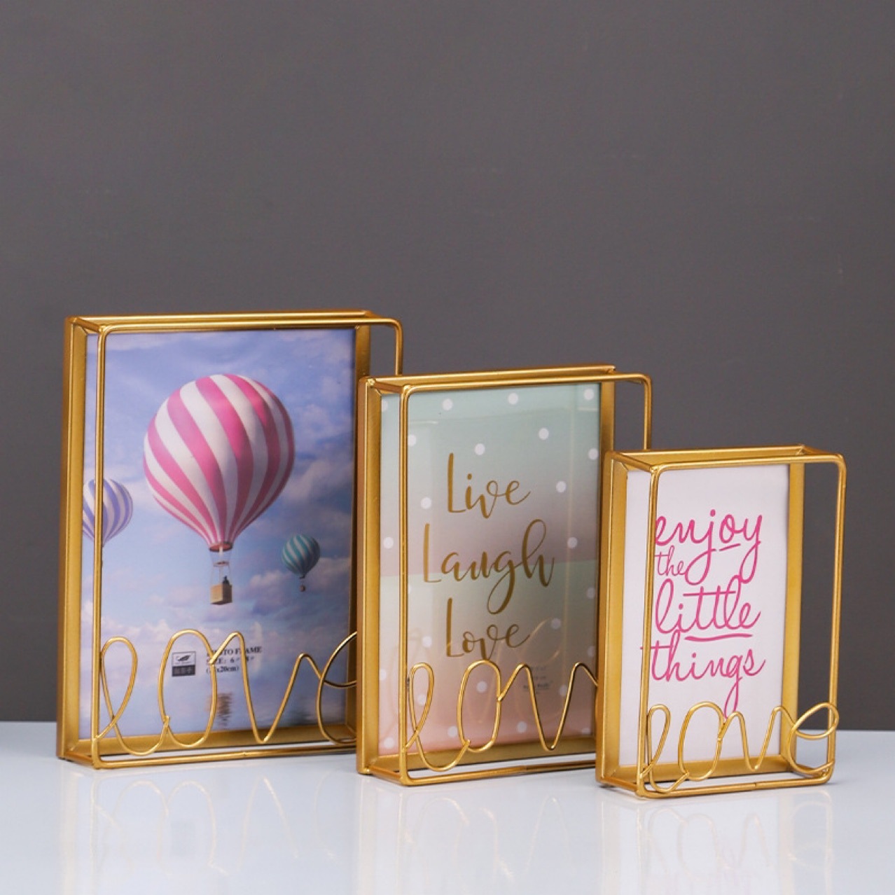 Nordic Creative Light Luxury Iron Glass Table Photo Frame Office Desktop TV Cabinet Bedroom Photo Ornaments