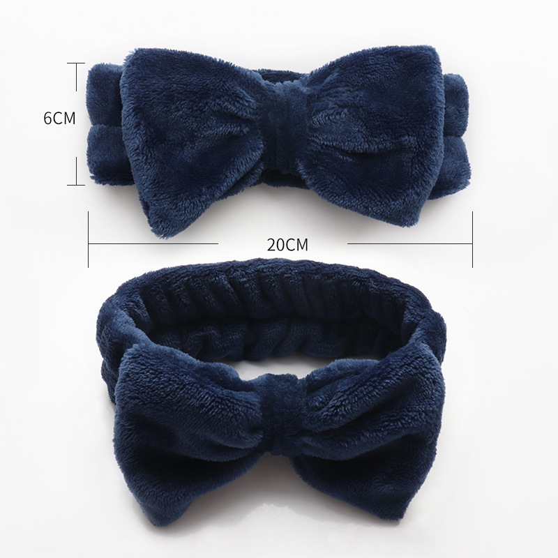 Simple Solid Color Coral Fleece Bow Hair Band Plush Headband Women's Makeup Remover Face Hair Band Beauty Elastic Hair Accessories