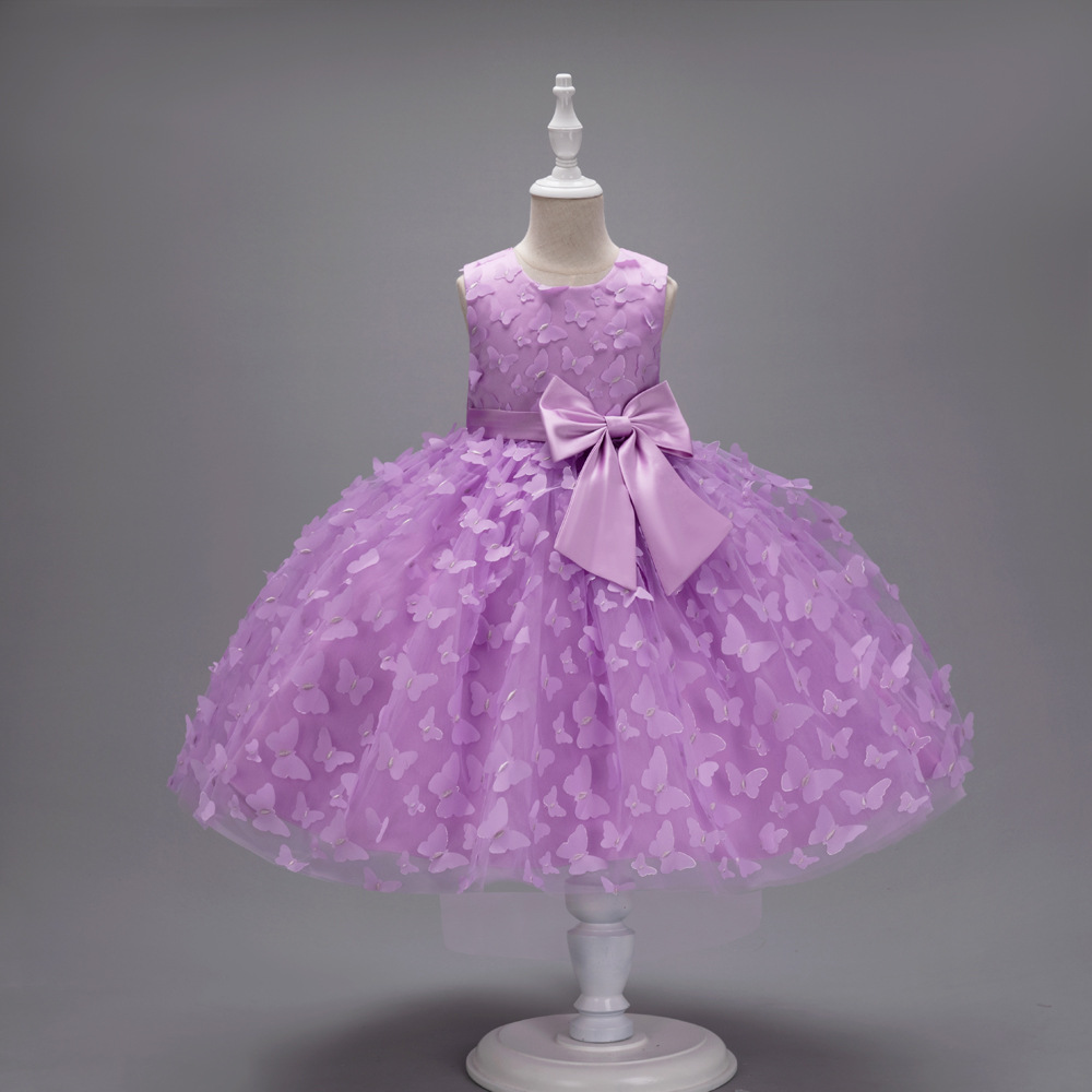 Amazon New Children's Wear Skirt Butterfly Children's Dress Puff Mesh Princess Dress Little Girl Model Show Dress