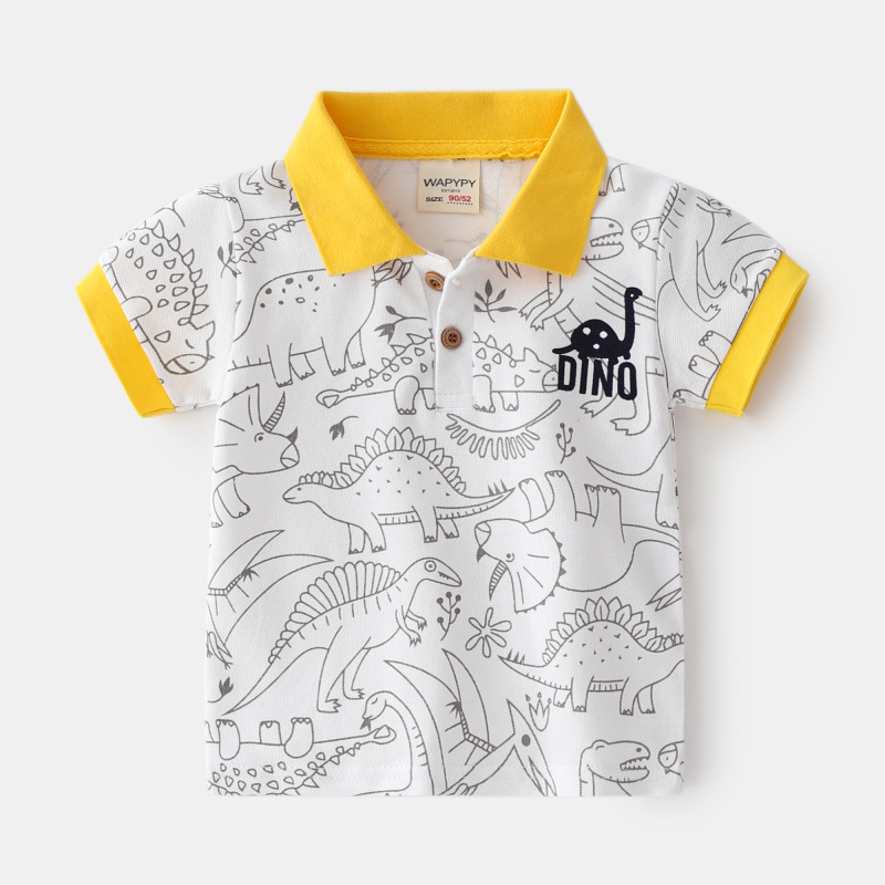 Children's lapel T-shirt 2024 new boys polo shirt short sleeve T-shirt baby Korean summer coat a generation of hair