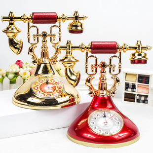 Telephone Clock Ornaments Living Room European Simple Modern Desk Clock Retro Fashion Personality Creative Student Alarm Clock