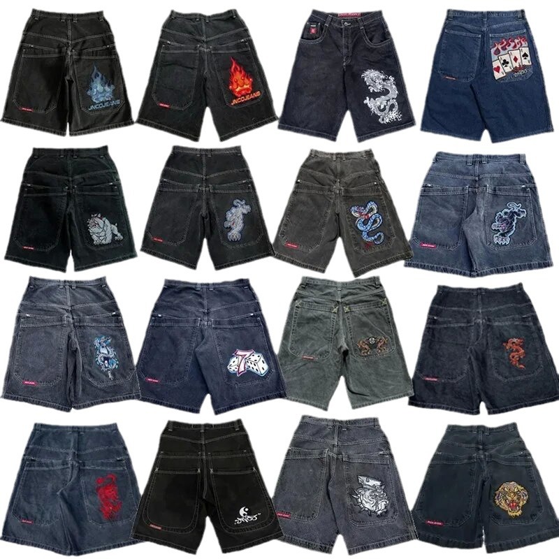JNCO Loosy Denim Shorts Harajuku Y2K Jeans Hip Hop Retro Summer Gothic Men Shorts