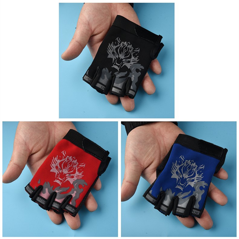 Wholesale children's half finger gloves men's outdoor sports thin breathable cartoon riding half gloves women's roller skating performance