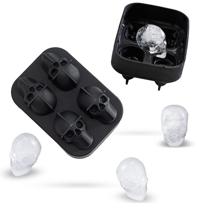 Hot selling silicone ice tray food grade silicone skull ice tray grinding tool bar DIY creative personalized ice cube