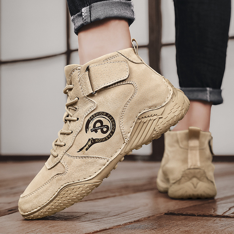 Autumn new men's casual high-top shoes Korean style breathable daily octopus peas shoes fleece-lined warm cotton shoes fashion