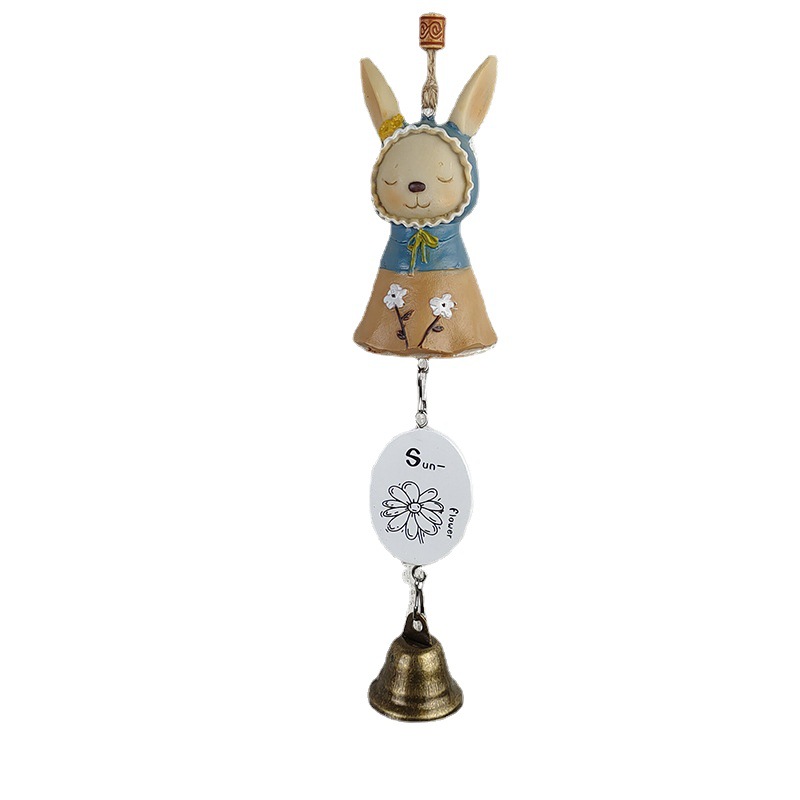 zakka Grocery Cartoon miss Rabbit Resin Crafts Hanging Wind Chimes Couple Student Birthday Valentine's Day Gift