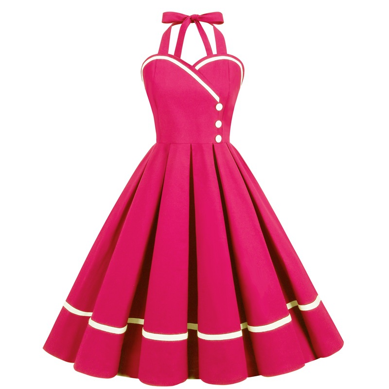 Cross-border exclusive Amazon European and American retro stitching waist swing 50s dress pettiskirt 8021