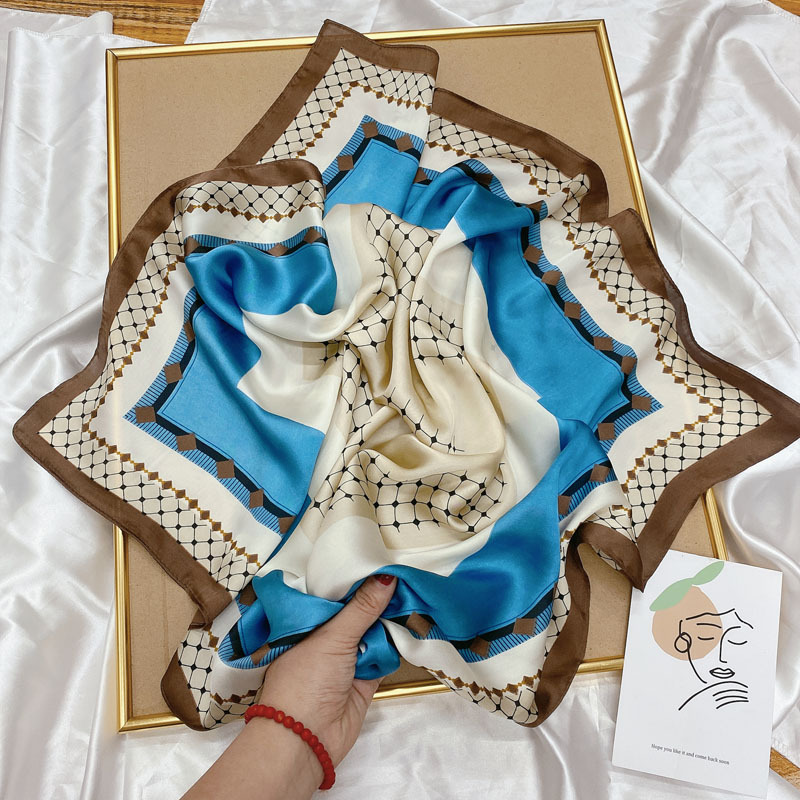 French temperament small square scarf women's imitation silk decorative professional scarf wave point Joker suit silk scarf hair band wholesale