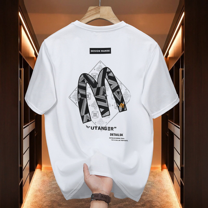 2024 Summer New Short-sleeved Men's Large Size T-shirt Loose Printing Plus Size Casual Men's Super Fat 2439