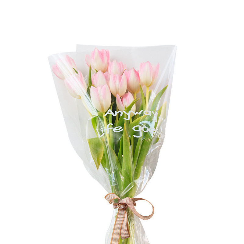 Flower Accompanied Shadow English cellophane bouquet packaging bag transparent cellophane multi-bouquet packaging bag flower packaging bag