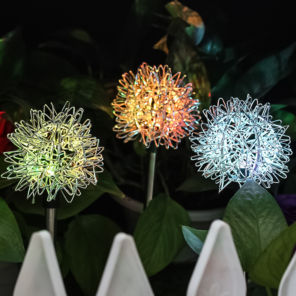 led solar aluminum dandelion plug outdoor waterproof luminous aluminum ball lamp garden lawn lamp