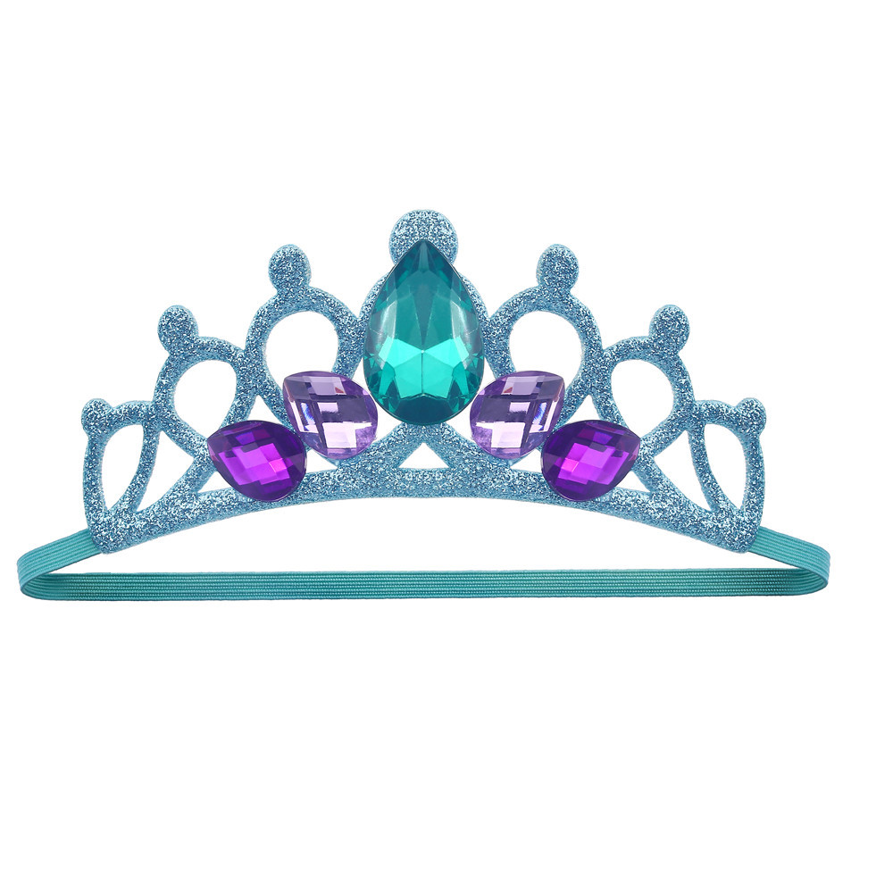 Girls Princess Pearl Starfish Cartoon Headband Baby Ocean Theme Headwear Hairband Mermaid Glossy Powder Crown