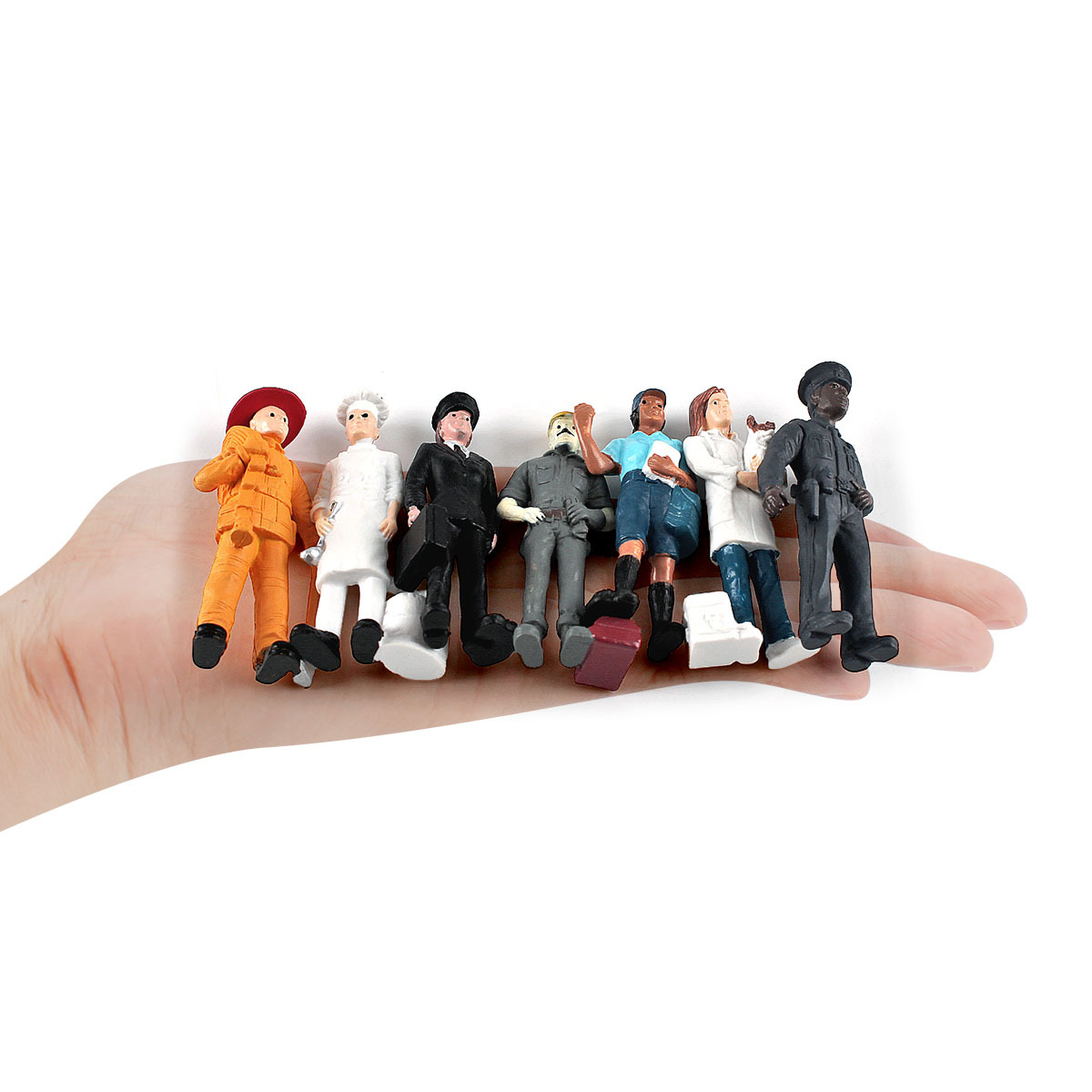 Cross-border sand table scene simulation microscopic character model police fireman Baker pilot doll decoration