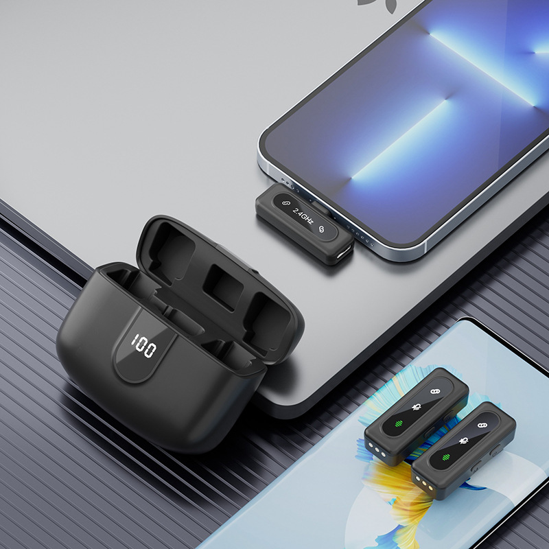 New private model Wireless collar clip microphone J50 Intelligent Noise reduction digital display charging warehouse digital display mini microphone