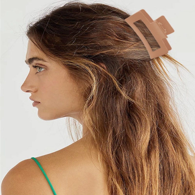 Amazon European and American Cross-border Headwear Long Square Large Grab Clip Frosted Head Hair Grab Clip Rubber Paint Non-slip Hair Accessories