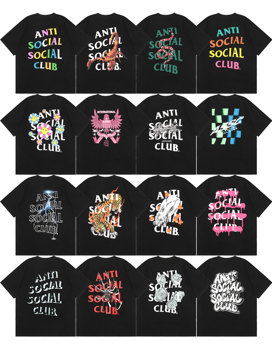 Difference market currency ASSC CLUB fujiwaro Lightning series printed men's and women's loose casual short-sleeved T-shirt