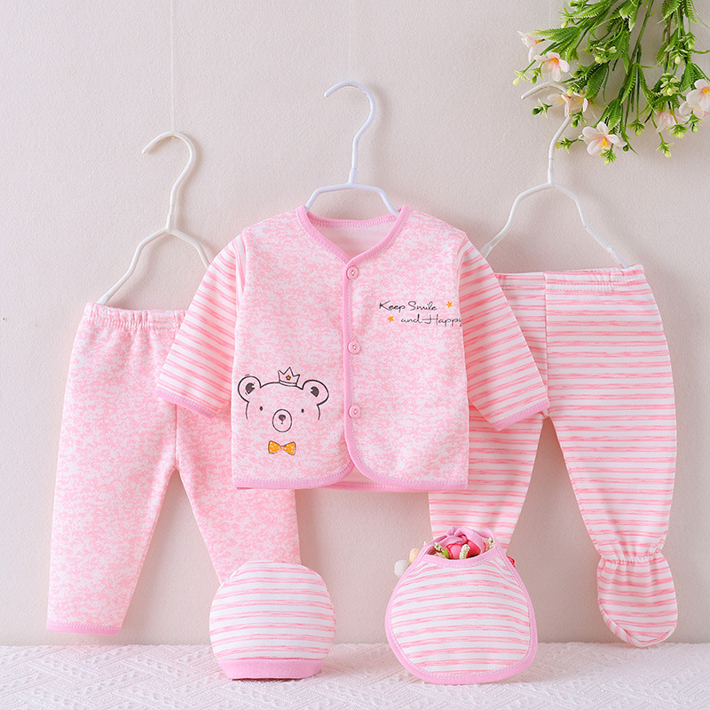 Foreign trade volume Anyang supply autumn and winter baby plus velvet thermal underwear set newborn baby milk silk five-piece set