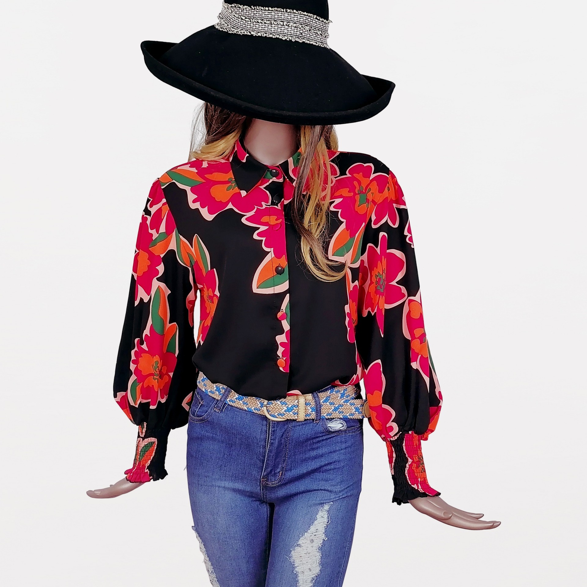 2023 Amazon AliExpress Independent Station Cross-border Europe and America Explosions Long Sleeve Printed Women's Shirt Spring and Autumn Jacket