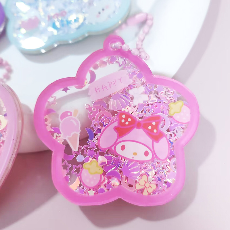 Transparent Acrylic Quicksand Keychain Portable Pendant Sanrio Quicksand Sequin Keychain ins Style Acrylic