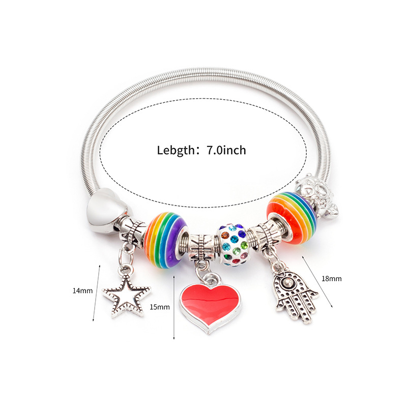 Fashionable simple Pandora heart pendant bracelet versatile elegant colorful bracelet niche light luxury retro bracelet