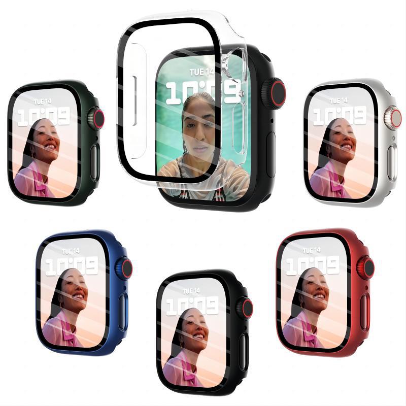 For Apple Apple Watch 7 Generation Watch Case PC Oil Spray Tempered Film Integrated Protective Shell iwatch8 Watch Case