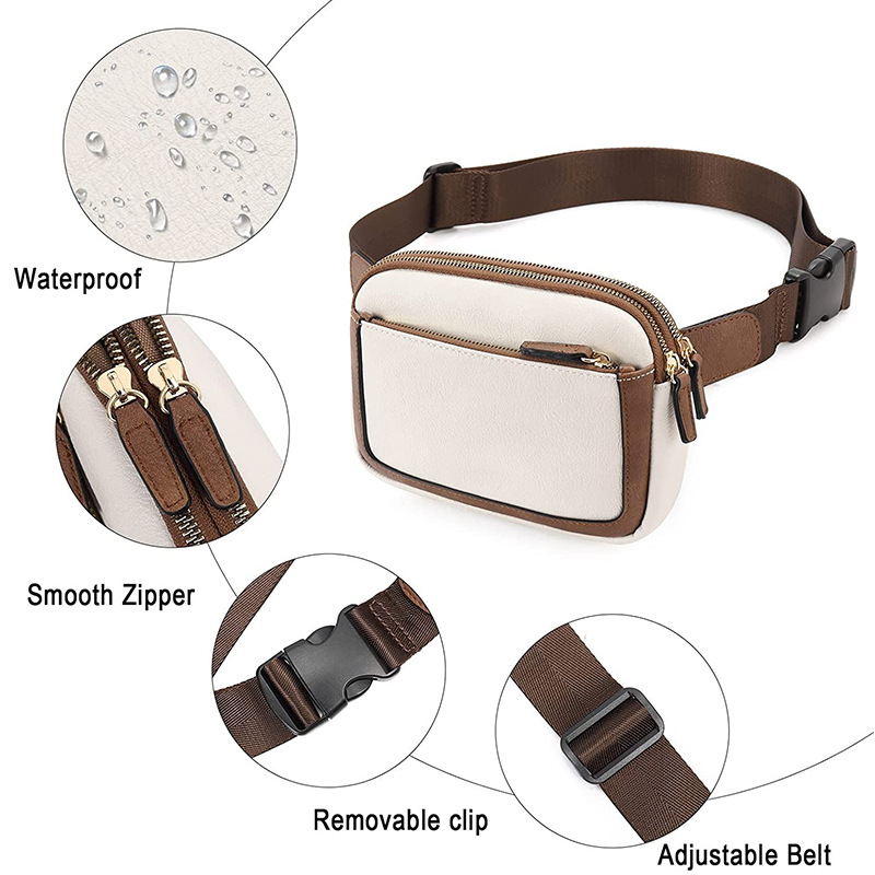 Cross-border Hot Sale Faux Leather Women's Waist Bag Shoulder Strap Adjustable Crossbody Waist Bag Puleather Men's Chest Bag