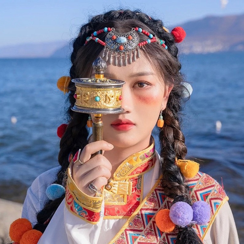 Stirnkette im Stil ausländischer Minderheiten, Kopfkette im tibetischen Stil, böhmische Halskette, Retro-Anzug für Damen, Reisefoto-Kopfbedeckung_voghion.com