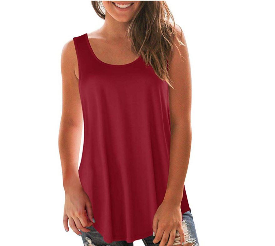 2022 new 8 color women's vest Europe and the United States fashion cross-border solid color dovetail sleeveless U-collar T-shirt a large number of spot