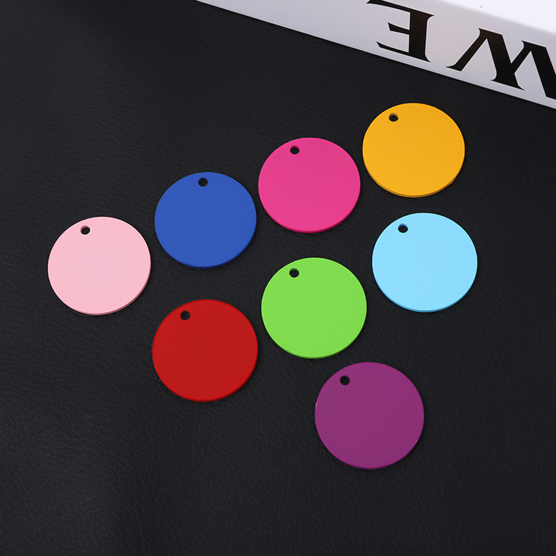 Cross-border stainless steel tag spray color paint pet dog tag military tag color DIY accessories candy color accessories Macaron