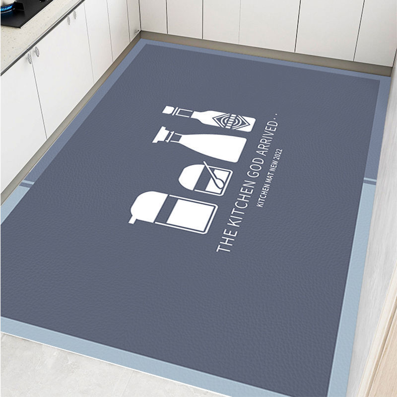 Full kitchen floor mat waterproof oil-proof stain-resistant anti-slip mat floor mat wash-free pvc simple large area carpet