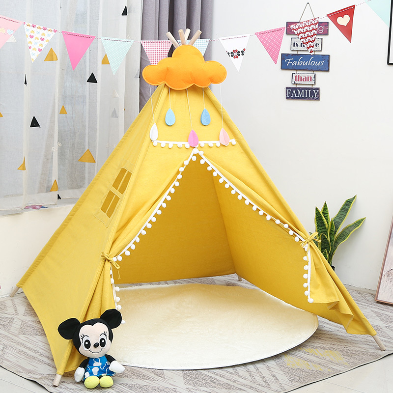 Children's Tent Game House Indian Fringe Fur Ball Tent Portable Children's Indoor Toy Tent Princess Room