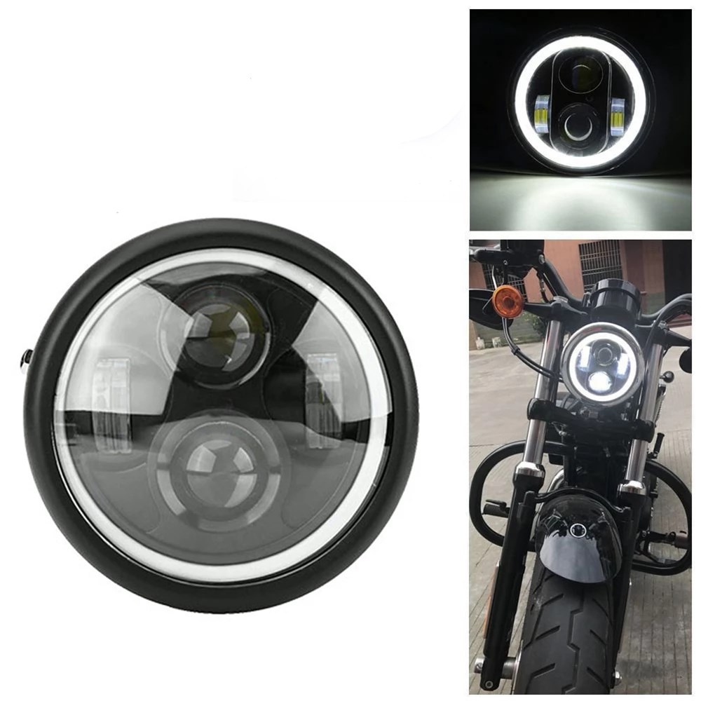 Motorcycle accessories modified LED retro headlight CG125 GN125 headlight Harley Angel Eyes LED headlight