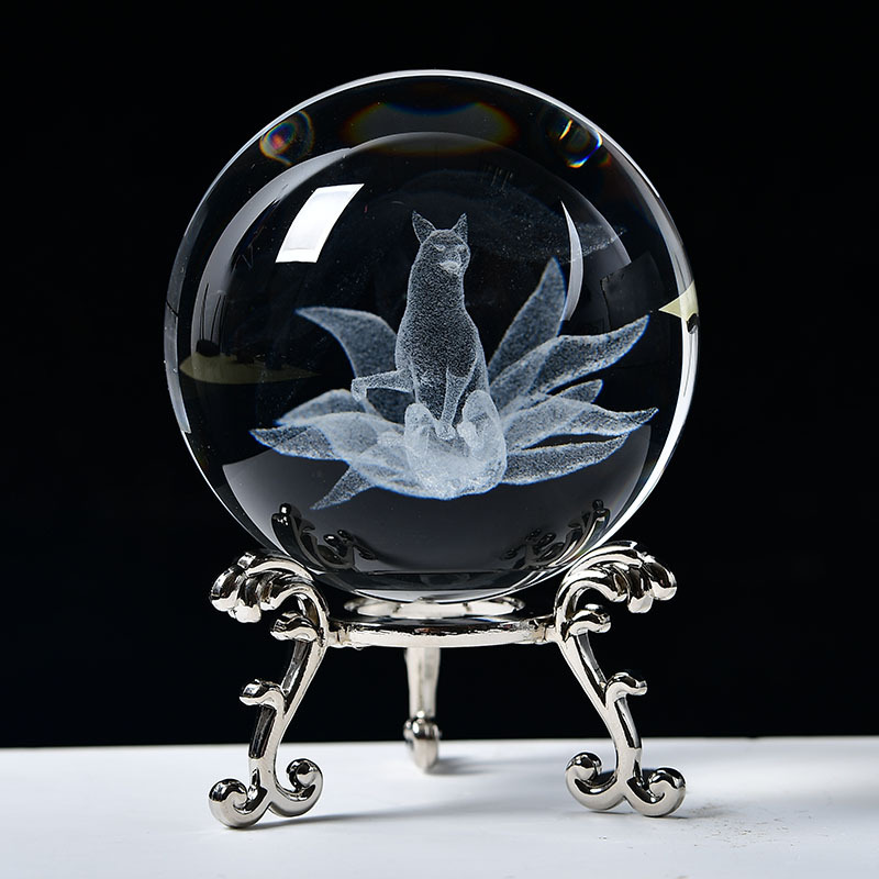 Crystal Ball Ornaments Base Skull Head Solar System Unicorn Dandelion Inner Carved Ball Book Desktop Decorations Cross Border