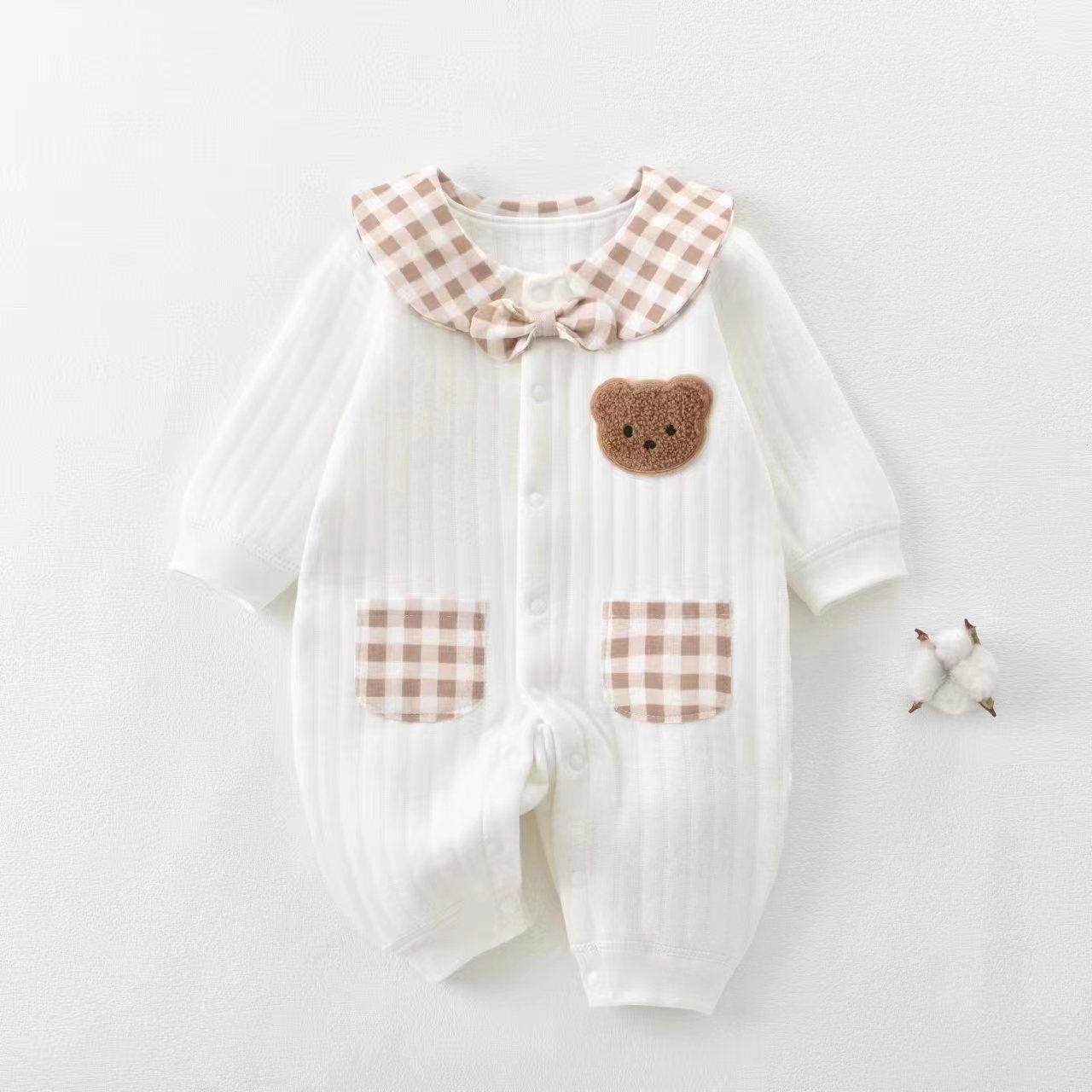 Baby's Jumpsuit Spring and Autumn Long-sleeved Harper Climbing Clothes Spring Cotton Warm Outgoing Winter Cotton Baby Clothes for Boys and Girls