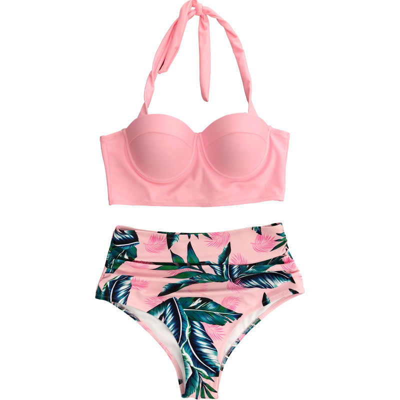 2022 New bikini Sexy Women's Split Swimsuit European and American bikini Hard Bag High Waist Swimsuit
