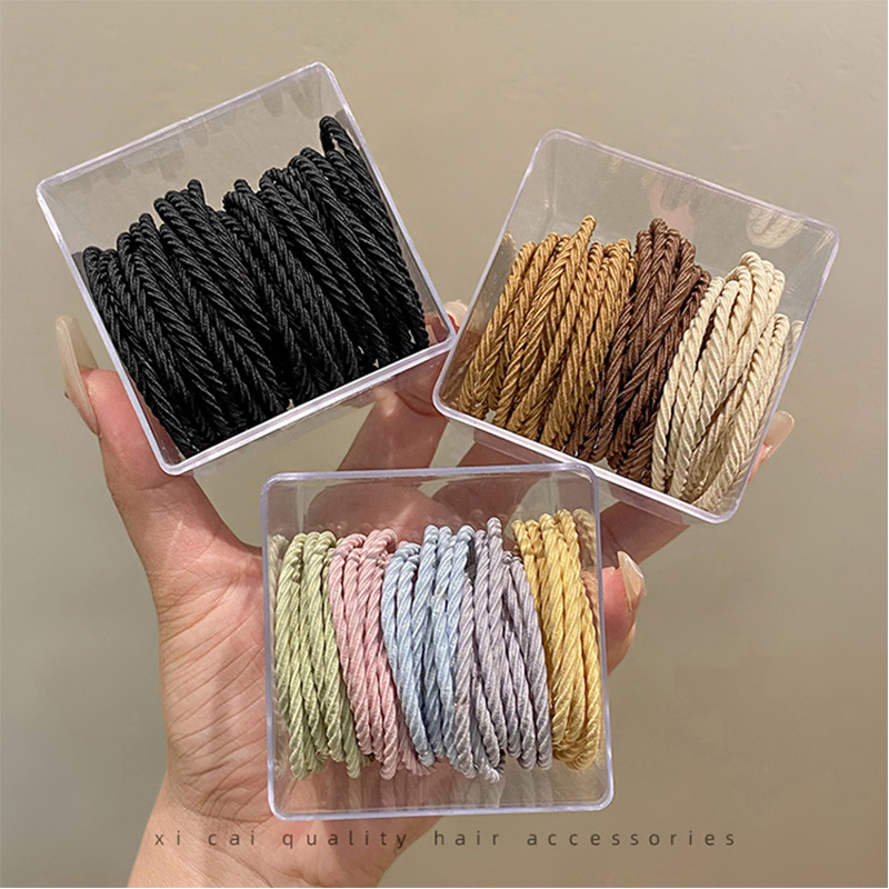 Boxed head rope rubber band female tie head high ponytail hair rope hair band leather cover high elastic adult durable strong simple
