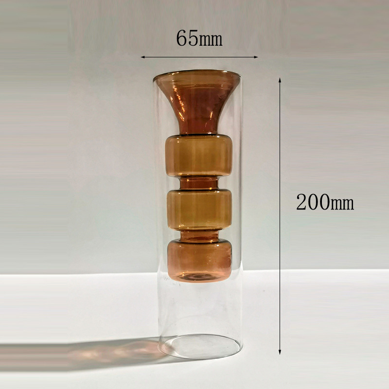 二層カラフルな透明ガラスアロマボトル北欧スタイルフラワーアレンジメント現代水耕栽培容器家の装飾飾り|undefined