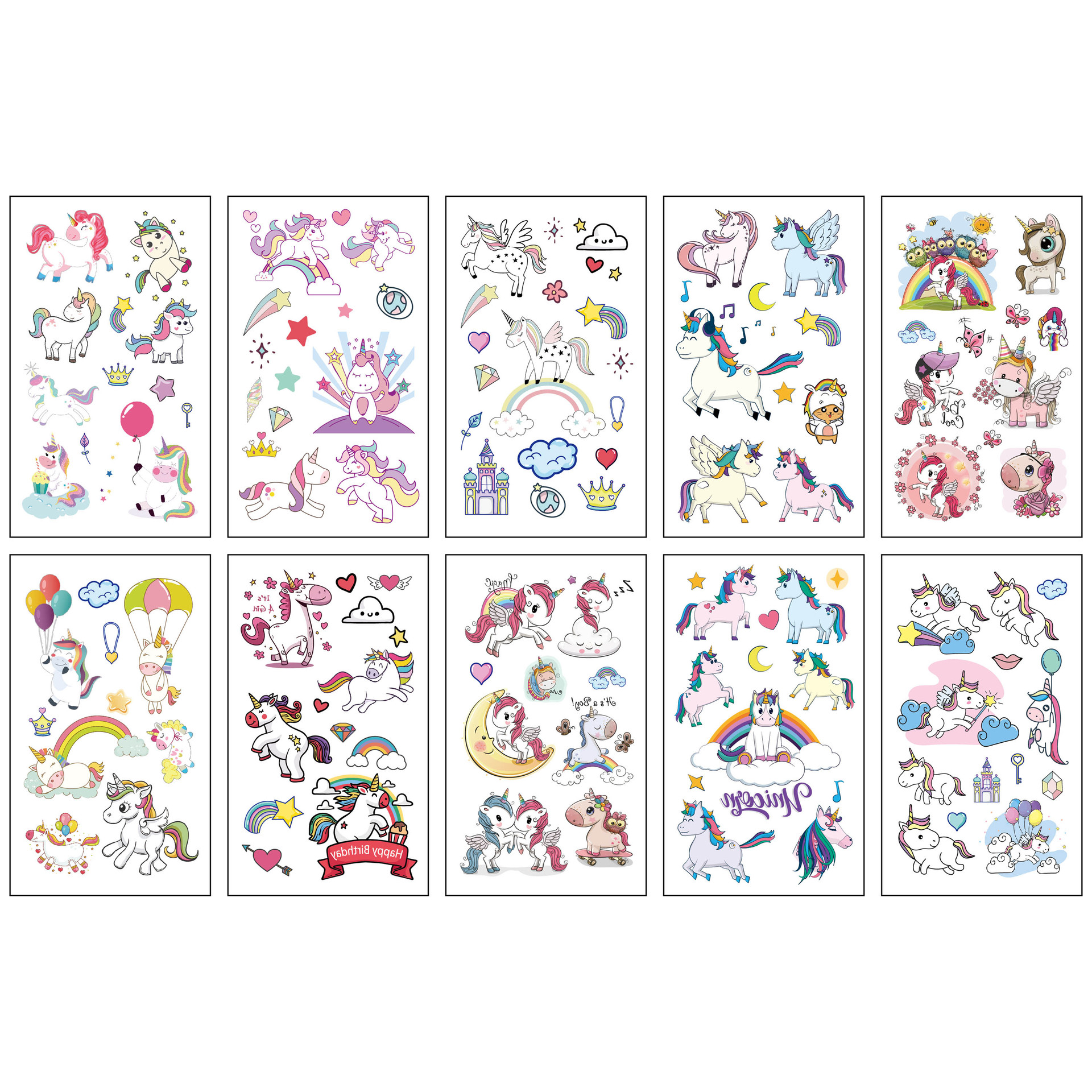 Cross-border supply cartoon unicorn tattoo stickers cute children mermaid dinosaur animal temporary tattoo stickers