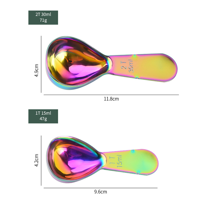 Factory spot creative titanium color stainless steel coffee spoon simple milk powder spoon color baking with scale spoon